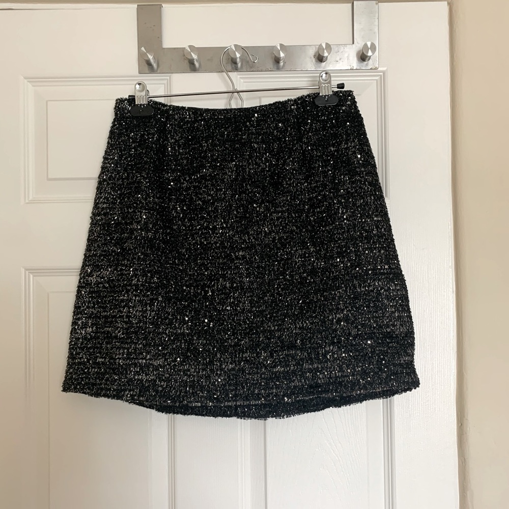 Anthropologie Black Mini Skirt with Sequence